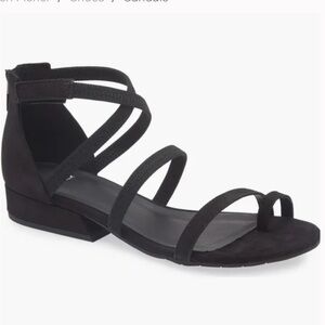 NIB Eileen Fisher Emily Zip Sandals Black Suede Sz 11